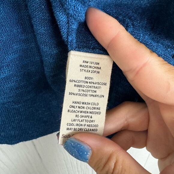 Soft Surroundings Playa Bonita Teal Blue Viscose Blend Open Knit Cardigan Sz Lg - Picture 4 of 6